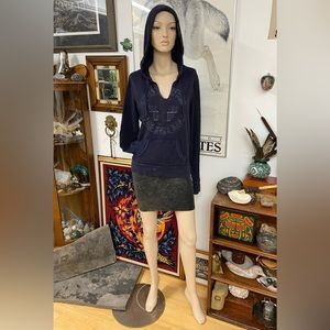 Dark Indigo Blue Pull Over Hoodie